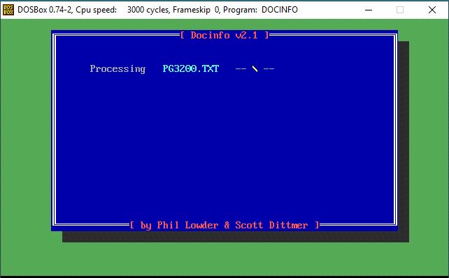 screen shot of program after input